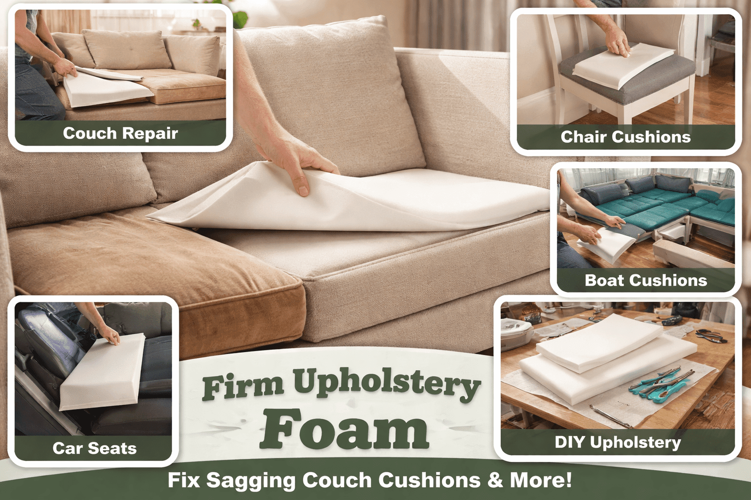 firm upholstery foam cushion for sagging couch cushions.